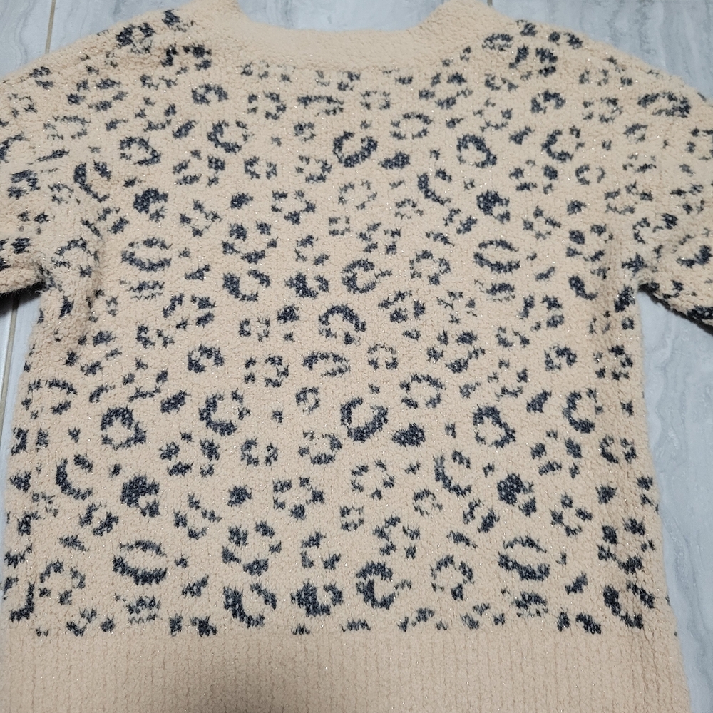 Cat & Jack Kid's Animal/PR6GY7  Cream Leopard Open Front Sweater Size XS - Picture 3 of 16